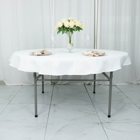 

Efavormart 70 Seamless Premium White Linens Polyester Round Tablecloth Commercial Grade For Wedding Banquet Restaurant