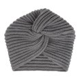 thumbnail image 4 of Sombrero de seto para mujer Sombrero para niñas Sombrero para mantenerse abrigado Moda Alta calidad Otoño Invierno Sombrero cruzado Lana Estilo musulmán Color puro 2 piezas (Gris claro+Azul) oso de fresa Electrónica, 4 of 5