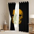 thumbnail image 3 of Homewish Halloween Skull Skeleton Blackout Curtains,Black Yellow Curtains Pack of 2 (42x84 Each), 3 of 6