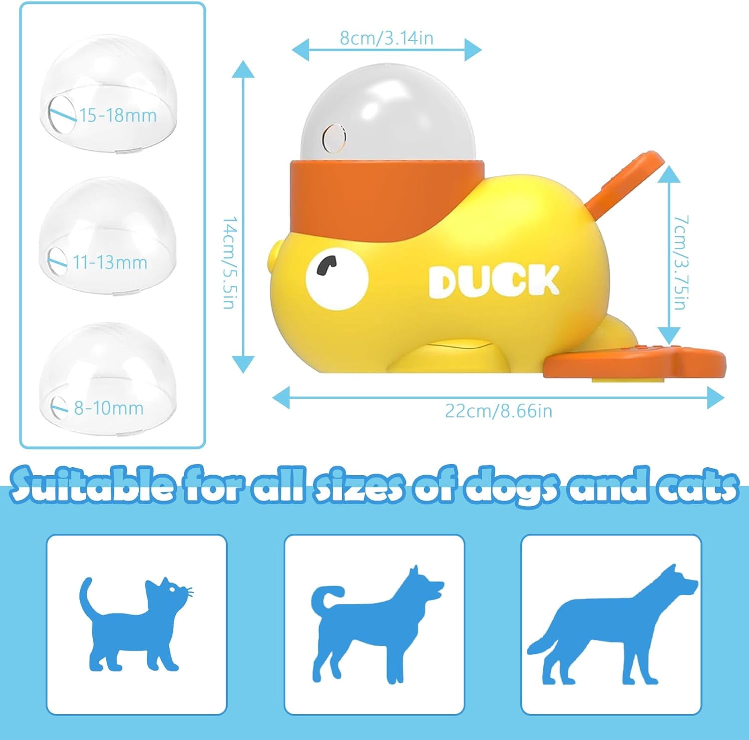ABPETE 2 in 1 Dog Interactive Treat Dispenser Toy,Durable Food Puzzle Slow Feeder, Duck Shape Enrichment Toys with Button, Mentally Stimulating Toys for Dogs,Cats,Pets.