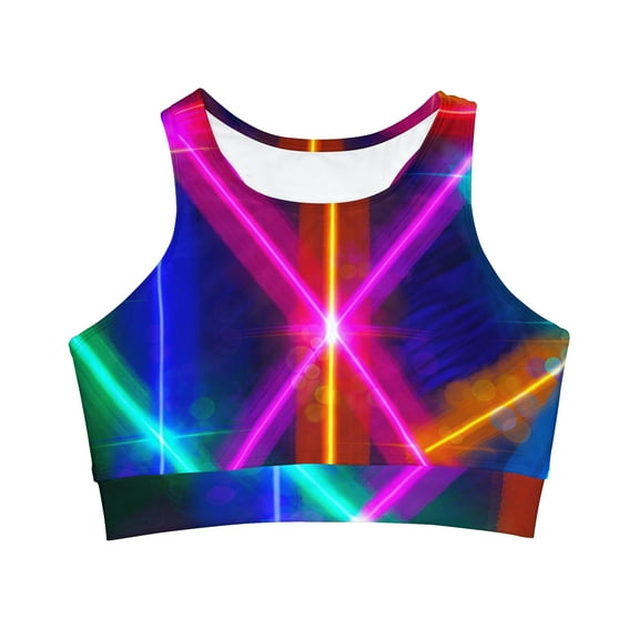 High Neck Crop Bikini Top (AOP)