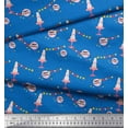thumbnail image 3 of Soimoi Blue polyester Crepe Fabric Birthday Theme Party Printed Fabric 1 Yard 42 Inch Wide, 3 of 3