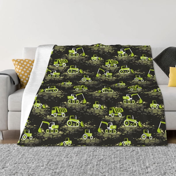 Fotbe Light Green Excavator Manta de Franela con Estampado, Manta Ultrasuave para Cama, Sofá, Auto, Hipoalergénica y Antibolitas-50"x40"