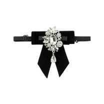INSPIRE CHIC Women's Bow Tie All-match Brooch Adjustable Diamond-encrusted Neck Tie for Uniform Shirts Black One Size