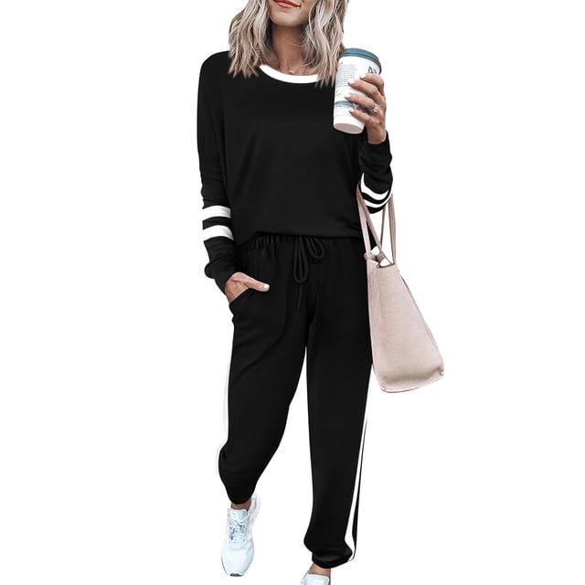 Conjunto de Chándal PRETTYGARDEN para Mujer 2 Piezas Negro Talla L