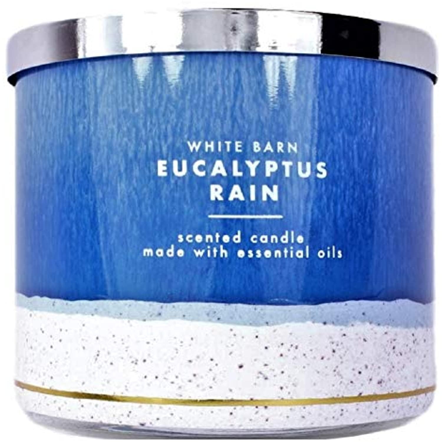 QTY 4 x Bath & Body Works White Barn Eucalyptus Rain 3 Wick 14.5 Oz Candle 