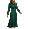 thumbnail image 1 of cfhntfmh Robes d'Invitée de Mariage pour Femmes Tendance à Découpes à Volants Col Ras du Cou Robe Maxi Smockée Ample Plissée Robe de Soirée, 1 of 5