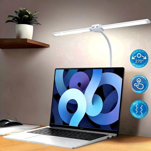 Afaoiry LED Desk Lamp - 12W Ultra Bright Auto Dimming Touchable White Desk Light, Multi-Angle Adjustment, 10-Level Dimmable