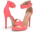 thumbnail image 2 of BURUDANI Women's Ankle Strap Open Toe Stilettos High Heel Sandals Party Dress Coral/Nubuck Size 10, 2 of 4