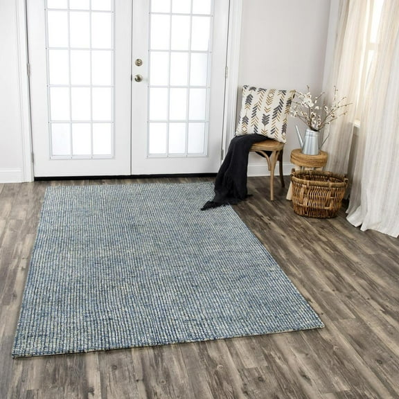 Storm Blue 2'6" x 8' Hand-Tufted Rug