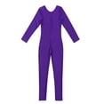 thumbnail image 6 of Sinleey Kids Boys Girls Long Sleeve Full Body Jumpsuit Ballet Dance Gymnastic Sports Leotard Bodysuit Purple 7-8, 6 of 7