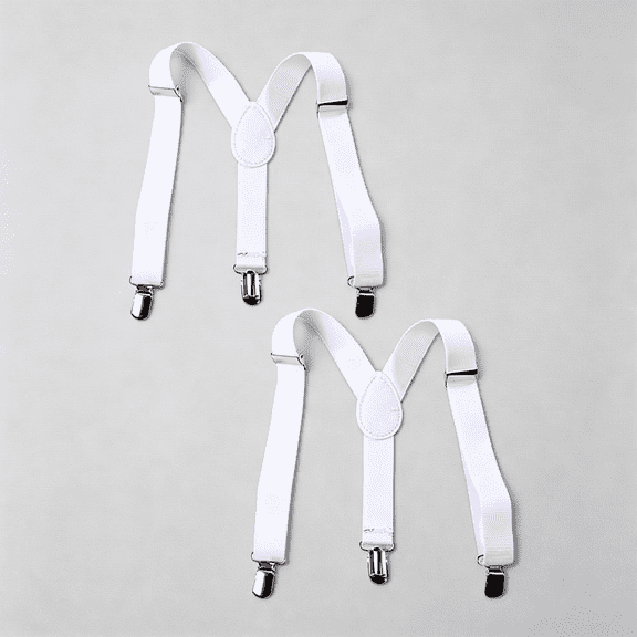 XIBUFE 2Pcs White Child Kids Girls Boys Suspenders Braces,Adjustable Clip on Y-Back Elastic Suspenders with Metal Clips for Girls Boys' Accessories Boys Suspenders