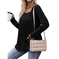 thumbnail image 4 of STARVNC Women Square Neck Long Sleeve Pleated Curved Hem Tunic Top, 4 of 7