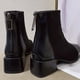 thumbnail image 5 of Teissuly Women's Retro Elastic Ankle Boots Fashion Mid Heel Flat Toe Flat Heeled Zipper Surface Splice Shoes Teissuly WER202312145644, 5 of 9