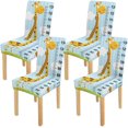 thumbnail image 1 of RYLABLUE Long Neck Giraffe Height Measure Stretch Chair Cover Protector Seat Slipcover for Dining Room Hotel Wedding Party Set of 4, 1 of 5