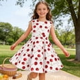 thumbnail image 4 of Lullu Girls Cherry Print Tank Dress Summer Sleeveless Crewneck A Line Dress, Sizes 3-12, 4 of 4