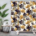 thumbnail image 1 of Cortina de ducha con diseño floral en color negro y dorado para baño, juego de cortina de ducha con diseño de flores bohemias amarillas con 12 ganchos, 72 x 74 pulgadas, tela de poliéster repelente, 1 of 4