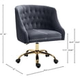 thumbnail image 6 of Meridian Furniture Arden Swivel Adjustable Gray Velvet and Gold Office Chair, 6 of 6