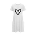 thumbnail image 4 of Tnhcen Women's Plus Size Heart Print Short Sleeve Sleep Dress | Round Neck Polyester Spandex Loungewear S-2XL Comfortable Summer Pajamas, 4 of 4