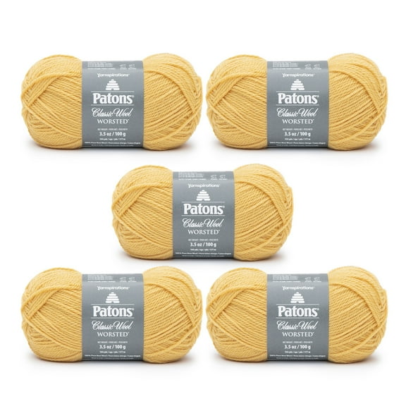 Patons Classic Wool Sunshine Yarn - 5 Pack of 3.5oz/100g - Wool - 4 Medium - 210 Yards - Knitting/Crochet