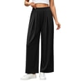 thumbnail image 2 of Mifsaly Wide Leg Track Pants Women High Waisted Pleated Athletic Pant Lightweight Breathable Flowy Casual Daily Wear Workout Clothes with Pockets Black,L, 2 of 7