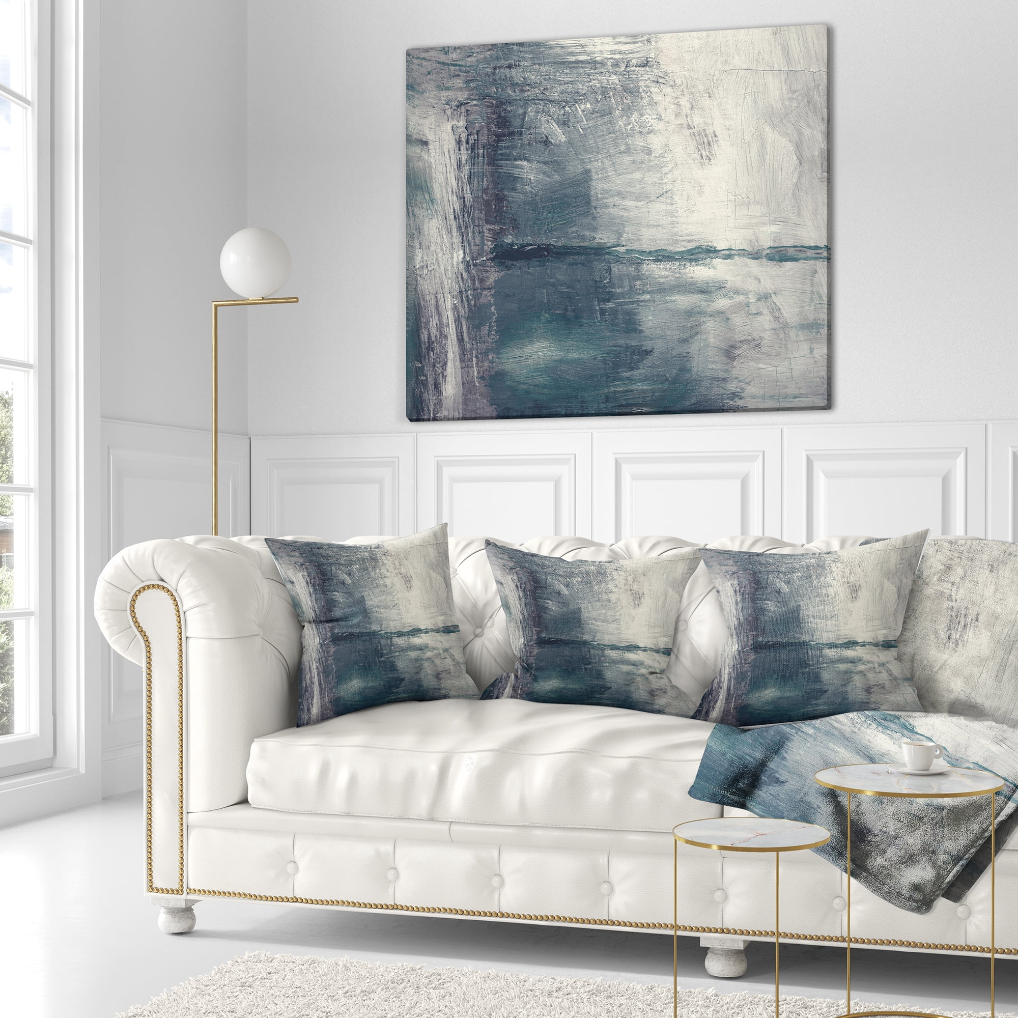 Designart Grey Abstract Pattern Oil Painting - Abstract Throw Pillow - 18x18