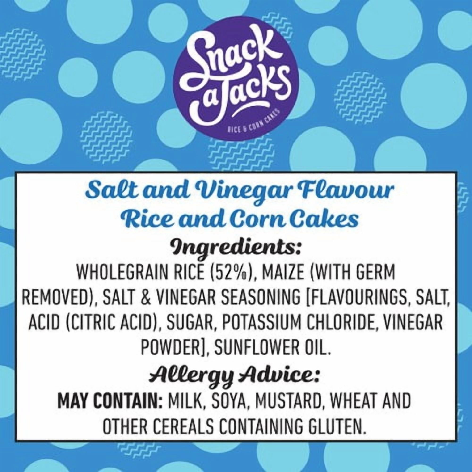Snack a Jacks Salt & Vinegar Jumbo Rice Cakes 117g, British Import (Pack of 3)