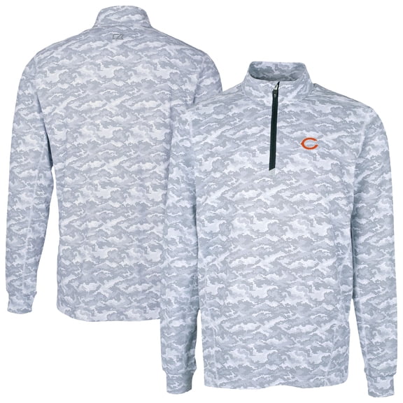 Men's Cutter & Buck Charcoal Chicago Bears  Traverse Camo Print Stretch Quarter-Zip Top