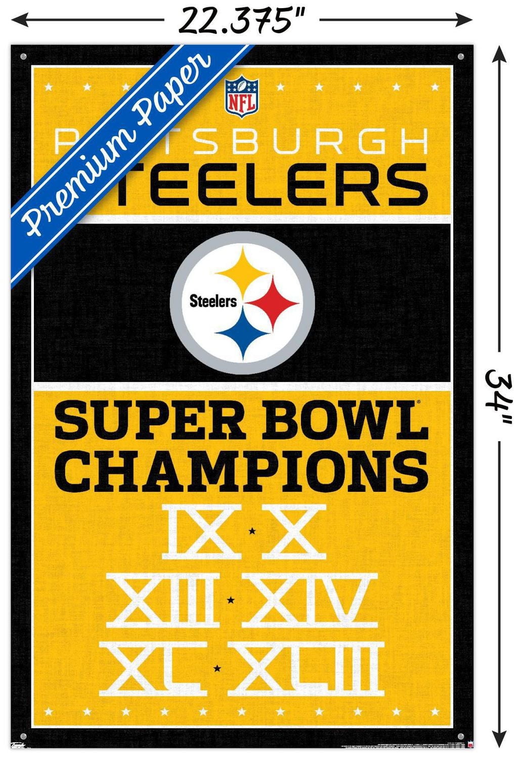 NFL Pittsburgh Steelers - Champions 13 Wall Poster, 22.375" x 34"
