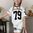 thumbnail image 1 of Shadoumai Girls Letter Print Short Sleeve Shorts Casual Summer Outfit For Toddler Kids Back to School Outfits, 1 of 3