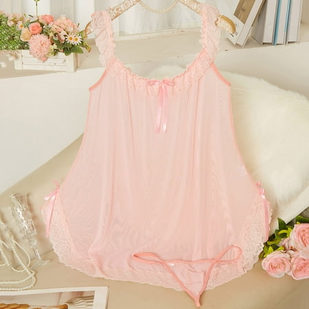uublik Women s Lingerie Set Valentine s Day Sleepwear Chemise Dress Lace Nighty Nightgowns Pink XL