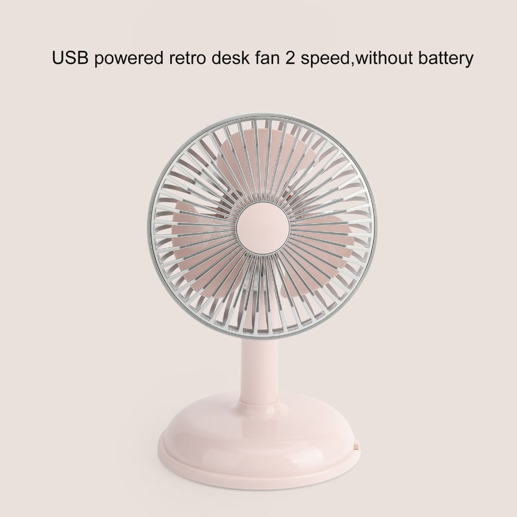 Retro Style USB Desk Fan Mini Table Fan 2 Speeds Angle Adjustable Fan for Home Office Car Outdoor Travel