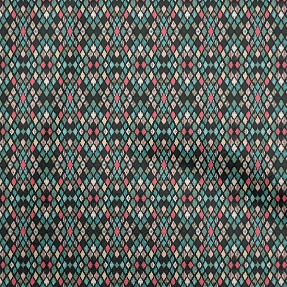 oneOone Cotton Flex Dusty Teal Green Fabric Asian Ikat Fabric For Sewing Printed Craft Fabric By The Yard 40 Inch Wide