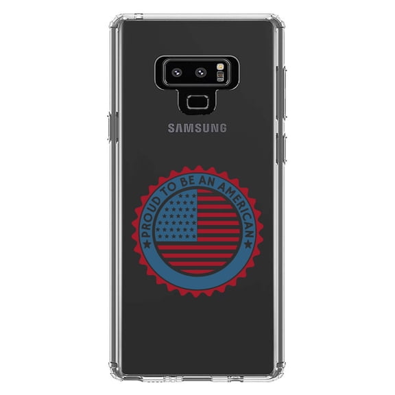 DistinctInk Clear Shockproof Hybrid Case for Samsung Galaxy Note 9 - TPU Bumper Acrylic Back Tempered Glass Screen Protector - USA Seal - Proud to be an American
