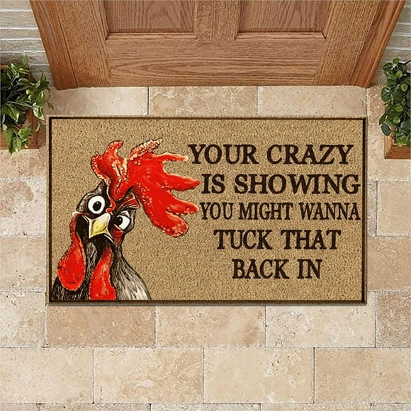 Kingfansion Non-Slip Chicken Doormat 23.6x15.7", Absorbent Entrance Rug for Bathroom/Kitchen, Funny Farmhouse Decor With Low Profile Design, Machine Washable Indoor/Outdoor Mat
