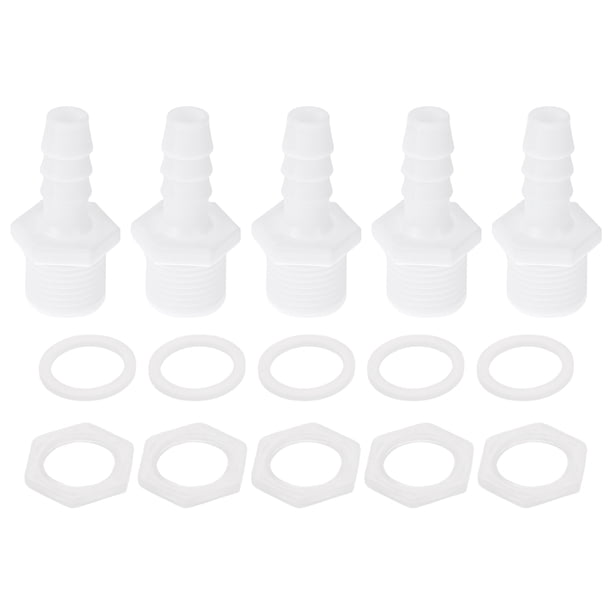 Conector de espiga de manguera de plástico Unique Bargains 25/64" ID G1/2 macho PP 1 juego