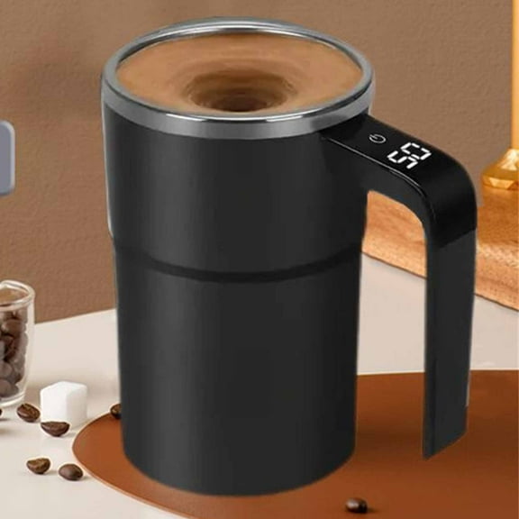 Self-Stirring Magnetic Coffee Cup with Temperature Display, Automatic Magnetic Mixing Stainless Steel Mug, USB Rechargeable Portable Stirring Cup for Coffee, Milk & Beverages | 1 Cup (13.5 cm × 8 cm)