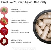 Snap Supplements Testosterone Support with Tongkat Ali and D-Aspartic Acid, 60 Capsules, Adult Dietary Supplement, Easy-to-Use Capsule Format, For supports male vitality, energy and stamina