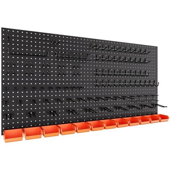 INCLY 48x24 Inch Metal Peg Board Kit with 1/4" Pegboard Hooks Accessories, 160PCS Black Pegboard Wall Organizer Pegboard Panels Tool Organizer Storage System for Garage Workbench Shed