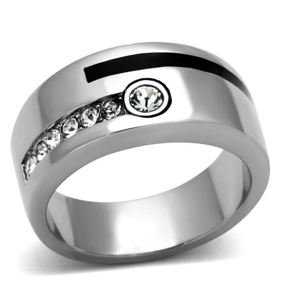 Anillo Color Plata Para Hombres de Acero Inoxidable Dos Lineas