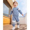 thumbnail image 3 of Toddler Baby Boy Clothes 2T Boys Fall Winter Outfits 3T Boys Long Sleeve Color-blocked Sweatshirt Pants 2PCS Clothing Set Blue, 3 of 6