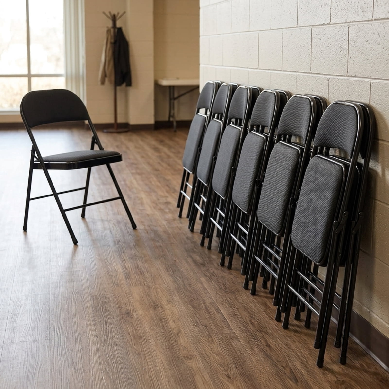 Fenbeli Folding Chairs 10 Pack with Cushion, Black Padded Metal Chairs, Portable Seating for Weddings Meetings Parties and Everyday Use
