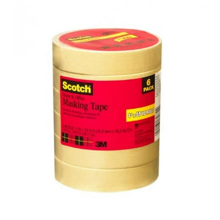 Scotch Home and Office Masking Tape, 1-Inch x 55 Yards, 6 Rolls (3437-6-MP)