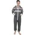 thumbnail image 3 of Juicy Trendz Man Hooded Fleece Onesie Pajamas – Aztec Print, Zip-Up, Unisex Non-Footed Sleepwear Jumpsuit for Adults, 3 of 5