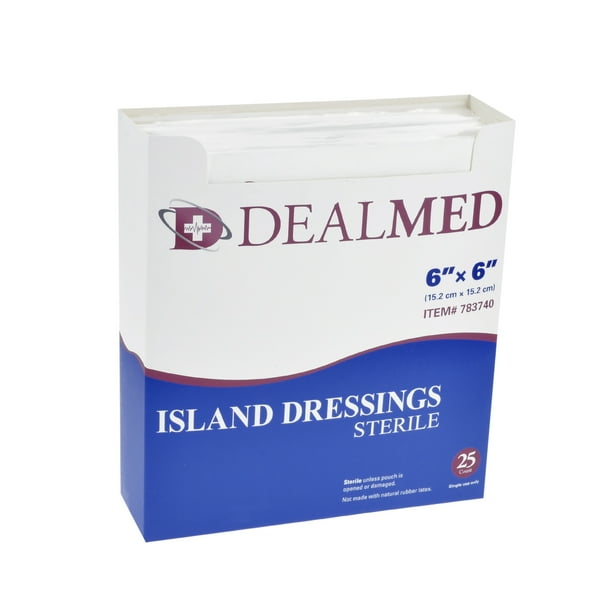 Dealmed Bordered Gauze Island Dressing, Sterile, 6" x 6", 25/Bx