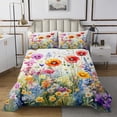 thumbnail image 1 of Colorful Flowers Bedspread Set Jungle Plant Coverlet Set,Boho Floral Quilt Set King,Botanical Leaves Quilted Country Butterfly Rustic Home Decor, 1 of 5