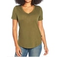 thumbnail image 2 of GAP Women's Lightweight Modal Blend V-Neck Scoop Hem T-Shirt (Olive Night, XS), 2 of 4