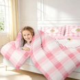 thumbnail image 4 of Manfei Geometric Check 7 Pieces Full Size Bedding Sets,Cozy Christmas Full Size Bed in a Bag,Pink,Pink Reversible, 4 of 7