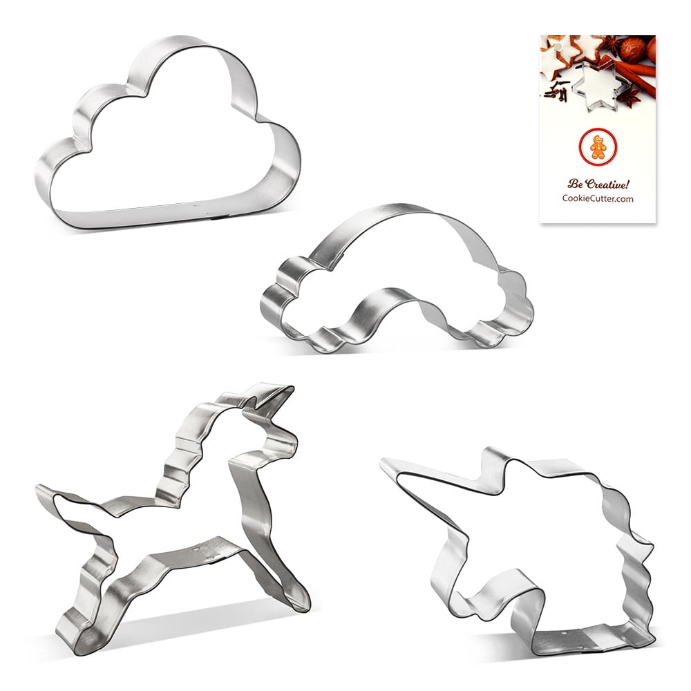 Unicorn Birthday Baby Shower Cookie Cutter 4 Pc Set HS0457 with Sugar Cookie Recipe. Foose - USA