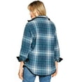 thumbnail image 5 of Love Tree Women's Juniors Reversible Corduroy Plaid Flannel Shacket (Black, Large), 5 of 6